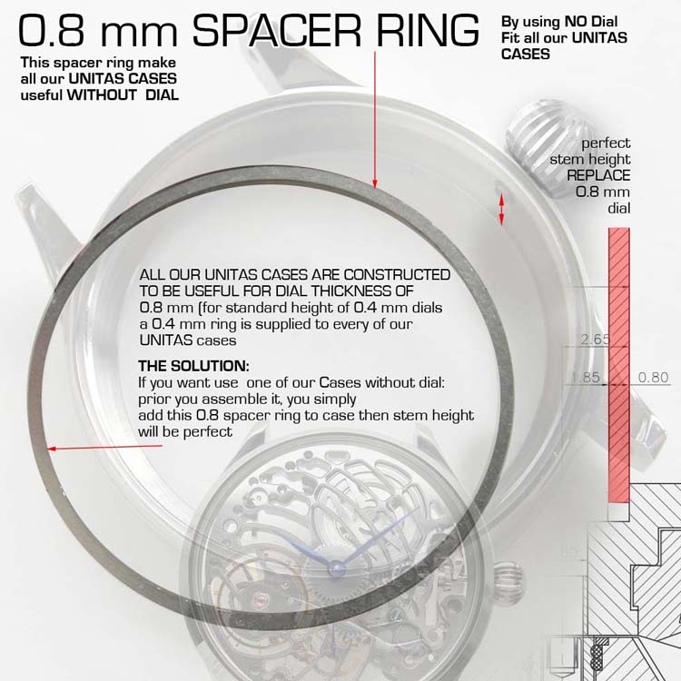 mm SPACER RING UNITAS 6497/8, fit our 44mm Ø CASES  